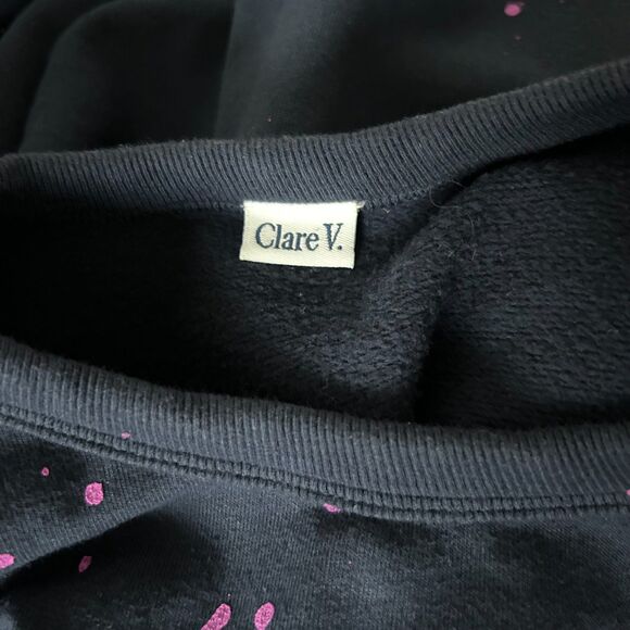 Clare V. Ruffle Sweatshirt in Navy Lavender Splash Size Small - Picture 6 of 7